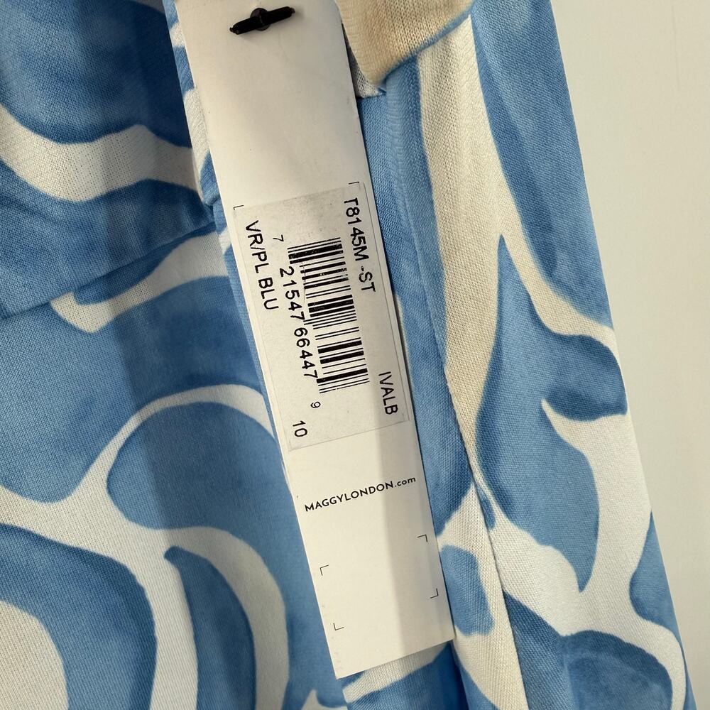 Maggy London Dress Women's SZ 10 NWT Maxi Blue Empire Waist Sleeveless Keyhole - Picture 5 of 16